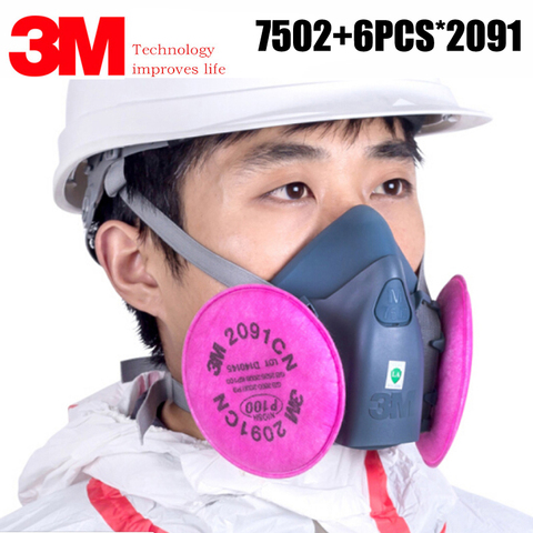 3M 7502 2091 P100 Industry Work Mask 7 In 1 Suit Paint Dust Mask Respirator Spray Dust Respirator Fliters ► Photo 1/6