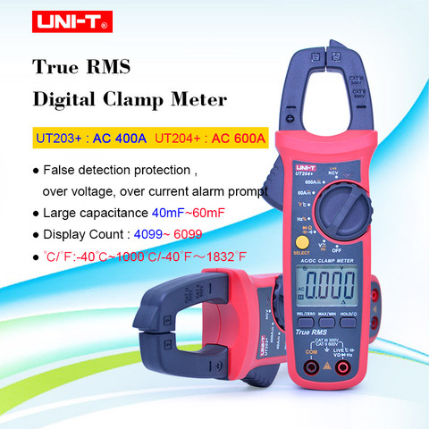 UNI-T UNI T True RMS Digital Clamp Meter DC AC Current UT203+ UT204+ 400A-600A Multimeter Auto Range false detection protection ► Photo 1/6