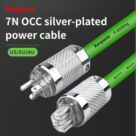 Xangsane 7N OCC silver plated P-6008Ag high fidelity IEC audio power cable US/EU/AU carbon fiber rhodium plated power plug ► Photo 1/6