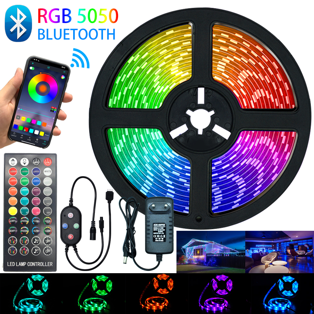 Bluetooth Controller Waterproof 12V 5050 SMD RGB LED Strip Lights 5M/10M/15M 