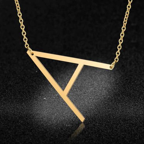 100% Stainless Steel Initial Letter Name Pendant Necklace for Women Wholesale Alphabet A-Z 26 Letter Fashion Necklaces ► Photo 1/6