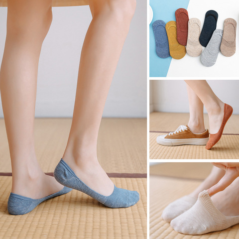 10 pieces = 5pairs Socks non-slip Women's Cotton Invisible No show  Summer Solid Color Short Socks Fashion Ankle Thin Boat Socks ► Photo 1/6