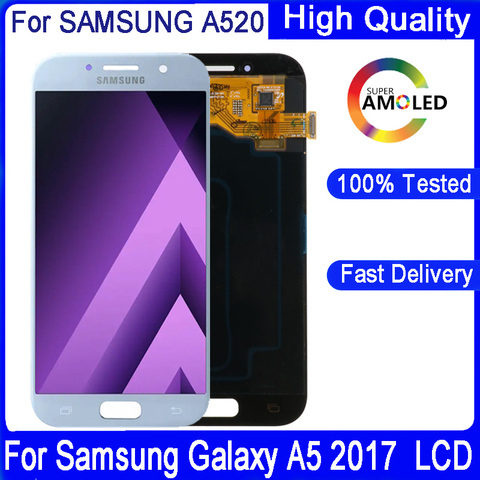 For SAMSUNG Galaxy A5 2017 Original Super AMOLED Display Touch Screen Digitizer A520 A520F SM-A520F Display Replacement Parts ► Photo 1/6