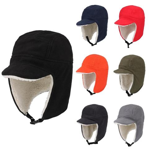 Connectyle Men's Women Soft Fleece Warm Winter Hats Sherpa Lined with Visor Windproof Earflap Snow Ski Skull Cap ► Photo 1/6