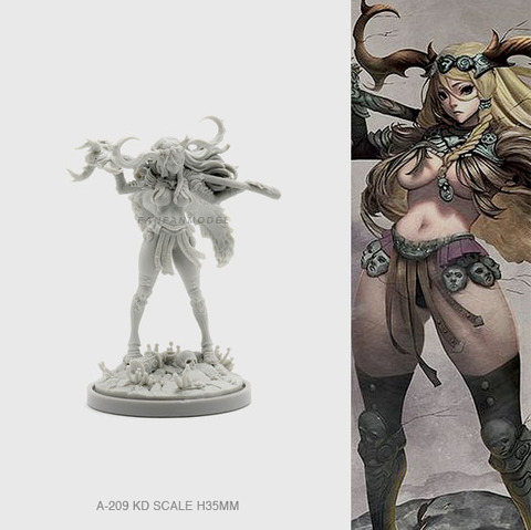 35mm Resin Figure Kits Model Antler Forest Goddess Self-assembled  A-209 ► Photo 1/1