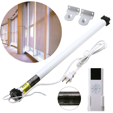 New White Electric Roller Shade Shutter Motor Tubular Curtain Roller Blind Motor With Remote Control 100-240V Home Curtains Tool ► Photo 1/6