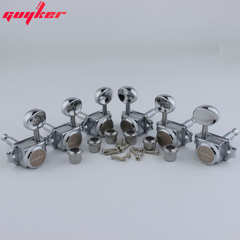 1 SET 3R3L GUYKER Lock String Tuners Vintage Tuners Machine Heads Tuners  Chrome ► Photo 1/3