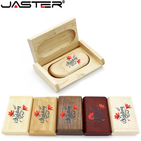 JASTER High Quality Wooden Logo Engrave Wood USB Flash Drive 4GB 8GB 16GB 32GB 64GB wedding Gift Flash Memory Card Pen Drive ► Photo 1/6