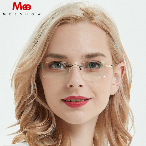 Meeshow Titanium Alloy Rimless Eye Glasses Ultralight Eyeglases Men Women Reader  Myopia Reading Glasses +1.5 +2.0 -1.5 -2.5 ► Photo 1/6