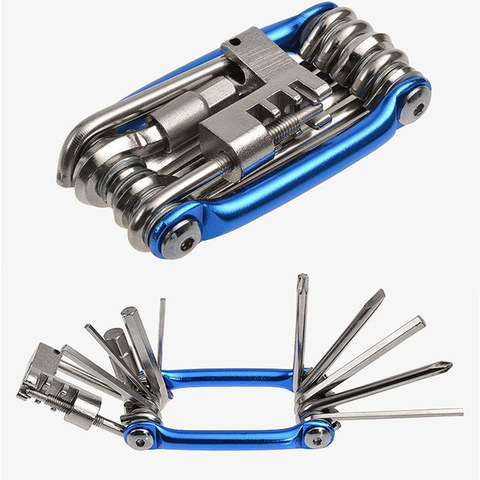 11 In 1 Folding Bicycle Tire Repair Kits Tool Multitool Bicycle Wrench Screwdriver Chain Cutter Cycling Tools Set Accessories ► Photo 1/6