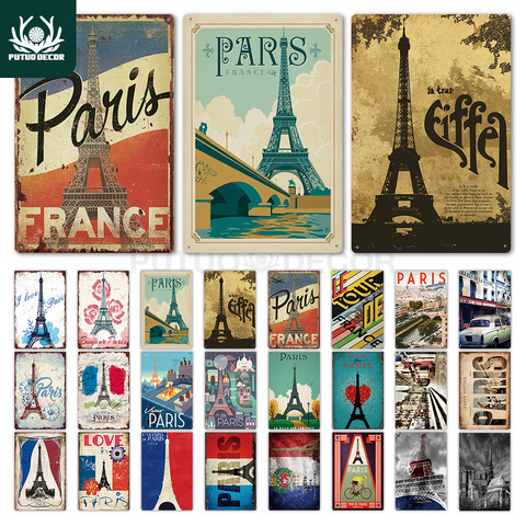 Paris Vintage Metal Poster Plaque Metal Vintage British Coffee Bar House Home Living Room Decorative Wall Decor Metal Tin Sign ► Photo 1/6