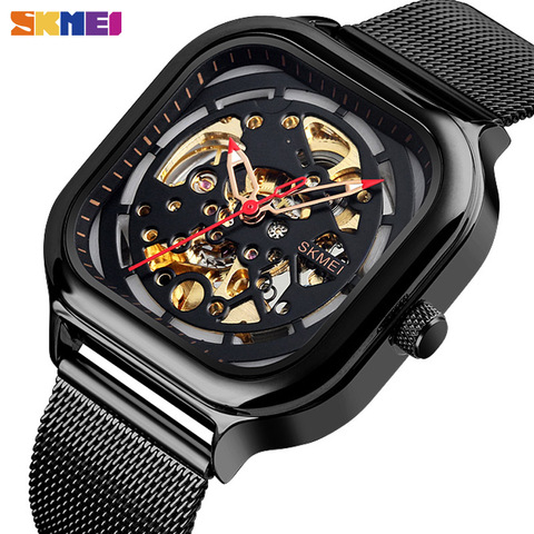 SKMEI Fashion Mechanical Watch Men Automatic Watch Quartz Waterproof Hollow Art Strainless Steel Strap montre homme 9184 Clock ► Photo 1/6
