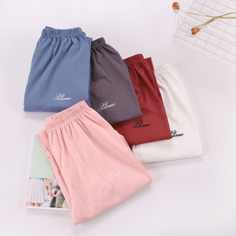 Thin Loose Plus Size Pajama Pants 100% Cotton Womens Sleep Bottoms Knitted Cotton Summer Home Pants Ladies Trousers ► Photo 1/6