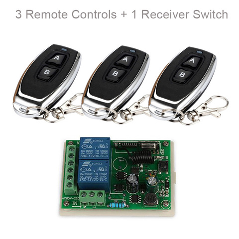 QIACHIP 433 MHz AC 110V 220V Wireless 2CH RF Transmitter Remote Control Switch + RF Relay Receiver For Light Garage Door Opener ► Photo 1/6