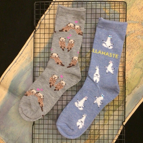 Adult Crew Cotton Socks Otter Otters Bank Beaver Dancing Alpaca Alpacas Llamas Lama Alpacos OFFICIAL Original Design Fashion Sox ► Photo 1/3