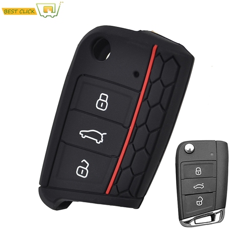 Silicone Key Fob Case For VW Polo Golf 7 for Skoda Octavia Kodiaq Karoq for SEAT Ateca Leon Cover Shell 2016 2017 2022 ► Photo 1/4