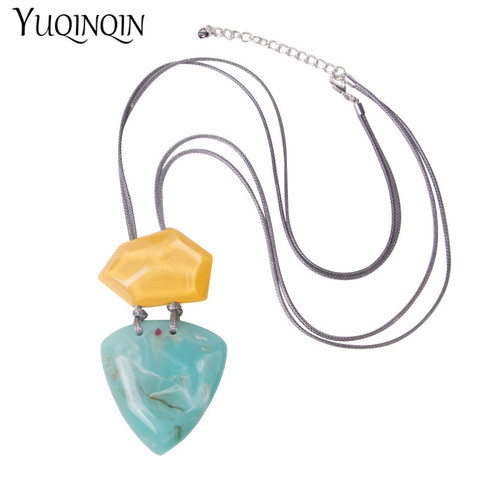 Resin Fashion Long Necklaces for Women Geometric Stone Big Pendants Necklace Jewelry Acrylic Korean Rope Necklace for Girls ► Photo 1/5
