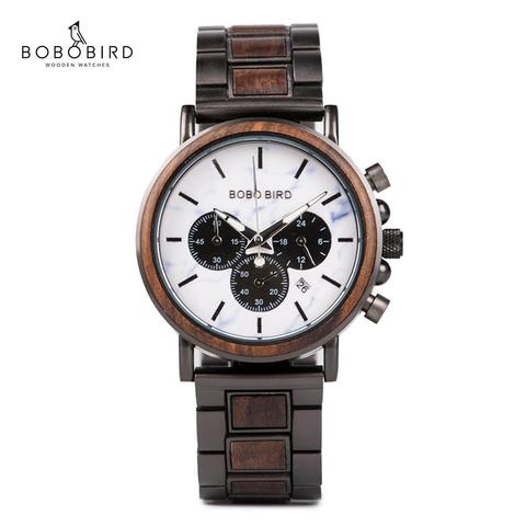 Bobo Bird Luxury Men's Watches Mens 2022 Wooden Quartz Man Watch Male Luminous Wristwatch Chronograph Reloj Hombre ► Photo 1/6