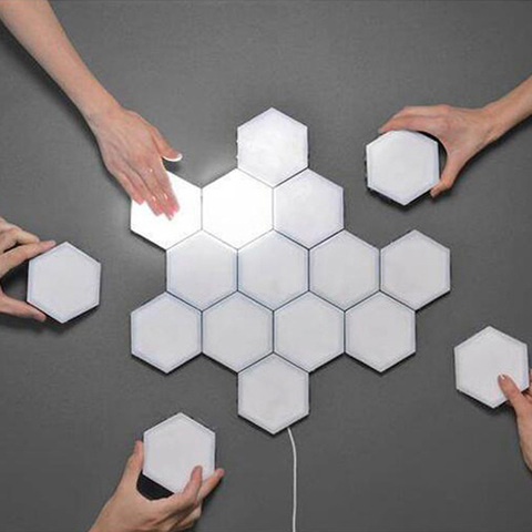 EU US UK Helios Touch Wall Lamp Creative Honeycomb Modular Assembly Quantum Sconces Magnetic Decor Bedroom LED Panel Lights ► Photo 1/6