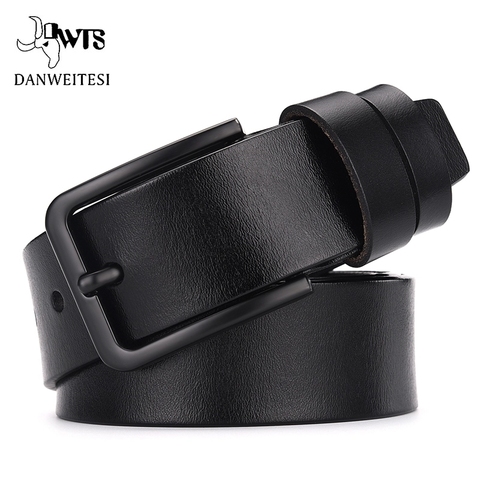 DWTS cow genuine leather luxury strap male belts for men new fashion classice vintage pin buckle leather belt male  belt men ► Photo 1/6