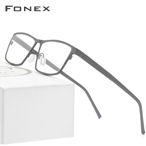 FONEX Pure Titanium Glasses Frame Men 2022 Prescription Eye Glasses for Men Square Eyeglasses Myopia Optical Frames Eyewear 871 ► Photo 1/6