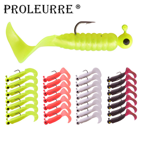 7pcs/Lot Worms Soft Lure Lead Fish Jig Head Wobblers 5cm 3.2g Artificial Bait Silicone Sea Bass Pike Grouper Fishing Tackle ► Photo 1/6