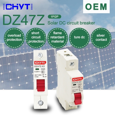1P DC 12V-250V Solar Mini Circuit Breaker 6A 10A 16A 20A 25A 32A 40A 50A 63A DC MCB for PV System ► Photo 1/4