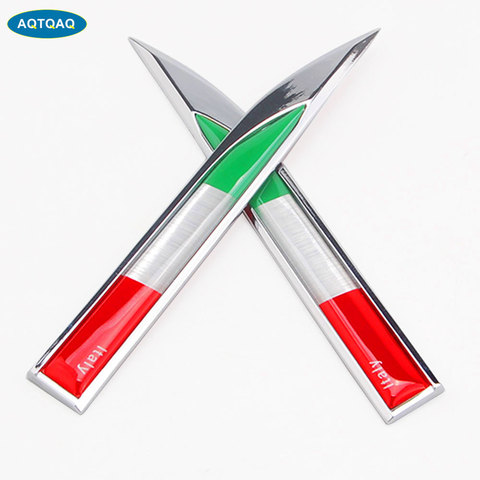 1Pair 3D Metal Car Decoration Metal Adhesive Italy Flag Truck Car Badge Emblem Sticker for Car Motorcycle Sticker ► Photo 1/6