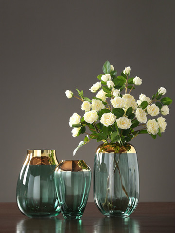 Creative Glass Vase Golden Transparent Hydroponics Flower Arrangement Modern Home Decorations Handicraft Furnishings Gold Vases ► Photo 1/5