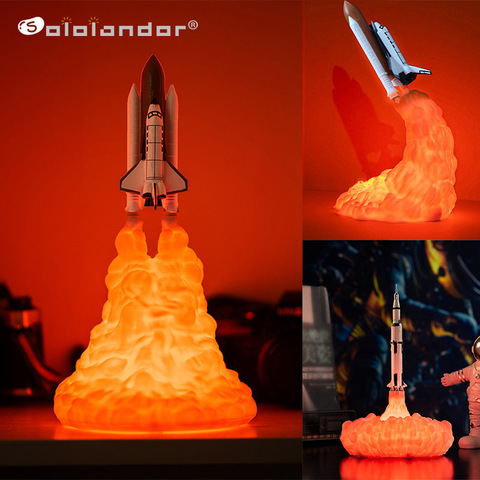 SOLOLANDOR 2022 Newest Dropshipping Space Shuttle Lamp and Moon lamps In Night Light By 3D Print For Space Lovers Rocket Lamp ► Photo 1/1