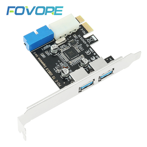 PCI e USB 3 Adapter 19 20 pin USB 3.0 PCI-e Adapter 2 port USB3 PCI express controller USB3.0 PCIe converter card For desktop ► Photo 1/6