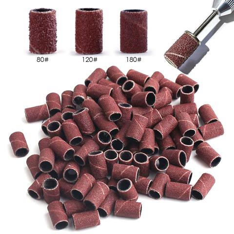 100/50pc Sanding Cap Bands For Electric Manicure Machine 180/120/80 Grit Nail Drill Grinding Bit Files Pedicure Tool Set BEND216 ► Photo 1/6