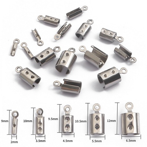 Stainless Steel Cords Crimp End Beads Caps Leather Clip Tip Fold Crimp Bead Bracelet Connectors For Jewelry Making Finding 30pc ► Photo 1/6