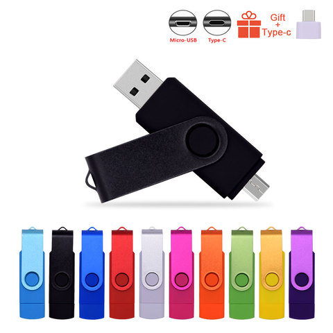 High Speed Pendrives OTG USB 2.0 PC&Smartphone Flash Drive 8GB 16GB 32GB 64GB Metal Customize LOGO Memory Stick(10pcs Free Logo) ► Photo 1/6