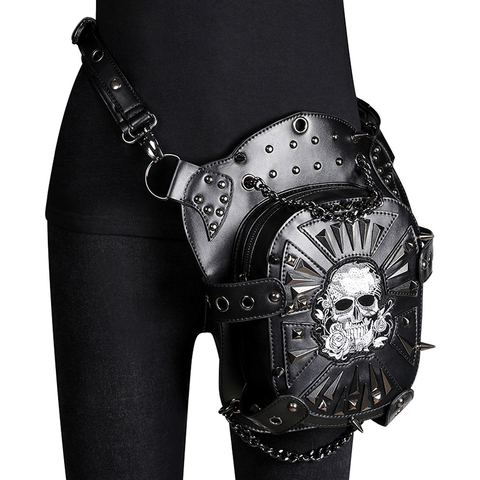 Steampunk Bag Skull Punk Retro Rock Gothic Goth Shoulder Waist Bags Leg Thigh Bag Lady Hip Hop Rivet Packs Style for Women Mens ► Photo 1/6