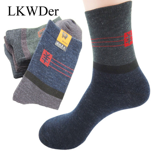 LKWDer 20pcs=10 Pairs Men's Socks Factory Price Soft Warm Wool Durable Male Sock High Quality Casual Business Socks Meias Crew ► Photo 1/6