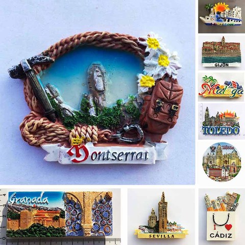 Spanish Fridge Magnets Toledo La Catedra Cathedral Malaga Montserrat Magnetic Refrigerator Stickers Tourist Souvenirs Idea Gifts ► Photo 1/6