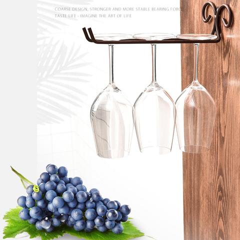 Metal Wall Mounted Wine Glass Rack Holder Goblet Cup Stemware Bar Holder Shelf Hanger Under Cabinet Hanging Rack Bar Tool ► Photo 1/6