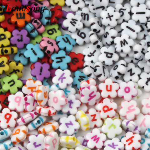 100Pcs 11mm Random Acrylic Flower Beads Alphabet Beads Letter Beads For Jewelry Making DIY Spacer Necklace Bracelet ► Photo 1/4