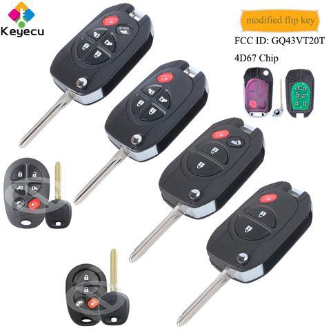 KEYECU Modified Flip Remote Control Key With 3 4 5 6 Buttons 315MHz 4D67 G Chip - FOB Toyota Sienna 2004- 2010 FCC ID: GQ43VT20T ► Photo 1/3