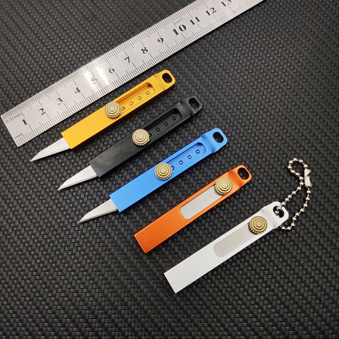 Retractable Sliding Blade Aluminum Alloy Outdoor Survive Portable EDC Pocket Utility Knife Mini Knife Paper Trimmer Key Ring ► Photo 1/6