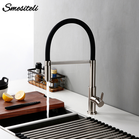 Kitchen Faucets Patent Design 360 Swivel Solid Brass Single Handle Mixer Sink Tap Pull Out Down Kitchen Faucet In Brushed Nickel ► Photo 1/1