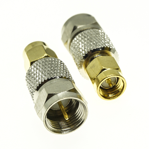 F To SMA Connector Socket F Male Jack to SMA Male Plug F - SMA Gold Plated Brass Straight Coaxial RF Adapters ► Photo 1/6