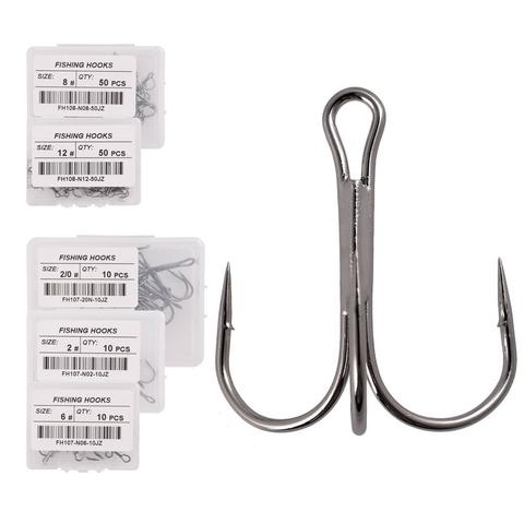 10pcs/ Set Treble Fishing Hooks High Carbon Steel Barbed Fishhooks Super Sharp Triple Hooks Sea Tackle Accessories with Box ► Photo 1/6