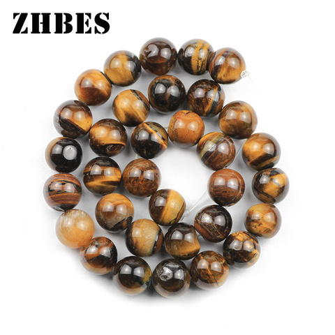 4/6/8/10/12MM Natural Stone Yellow Tiger Eye spacers Ore Balls Round Loose Beads For Jewelry Bracelet Making DIY Findings ► Photo 1/6