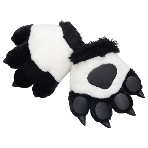 Cute Simulation Panda Paw Plush Gloves Fluffy Animal Stuffed Toys Padded Hand Warmer Halloween Cosplay Costume Mittens ► Photo 1/6