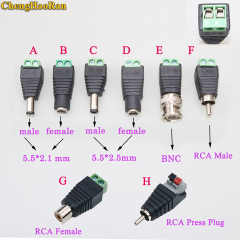 ChengHaoRan  1pcs 5.5 * 2.1 5.5*2.5  BNC RCA to DC Crimp Terminal Block Plug Connector Adapter for CCTV Camera Wire female male ► Photo 1/3