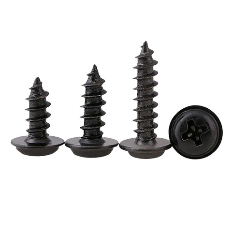 100Pcs/lot M2 M2.5 M3  M4 PWA  Black Phillips Screw Self_tapping Screws With Pad ► Photo 1/1