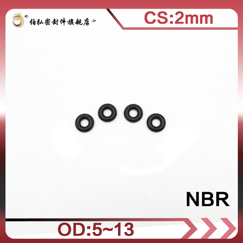 Nitrile Rubber O-Ring 50PC/lot Black NBR Sealing CS 2mm OD5/5.5/6/6.5/7/8/8.5/9/10/10.5/11/11.5/12/13mm O-Ring Seal Gasket Ring ► Photo 1/5