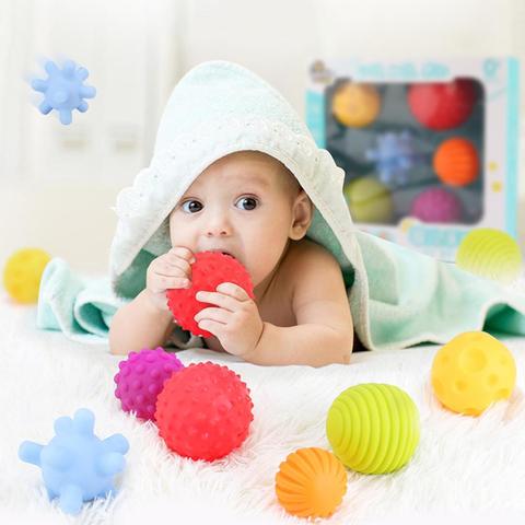 6Pcs/set PVC Baby Hand Ball Toys Infant Training Massage Soft Rubber Textured Multi Sensory Tactile Pinch Bath Hand Ball Toys ► Photo 1/1